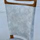 Pair of vintage 1960s compass-legged chairs in wood and white imitation leather