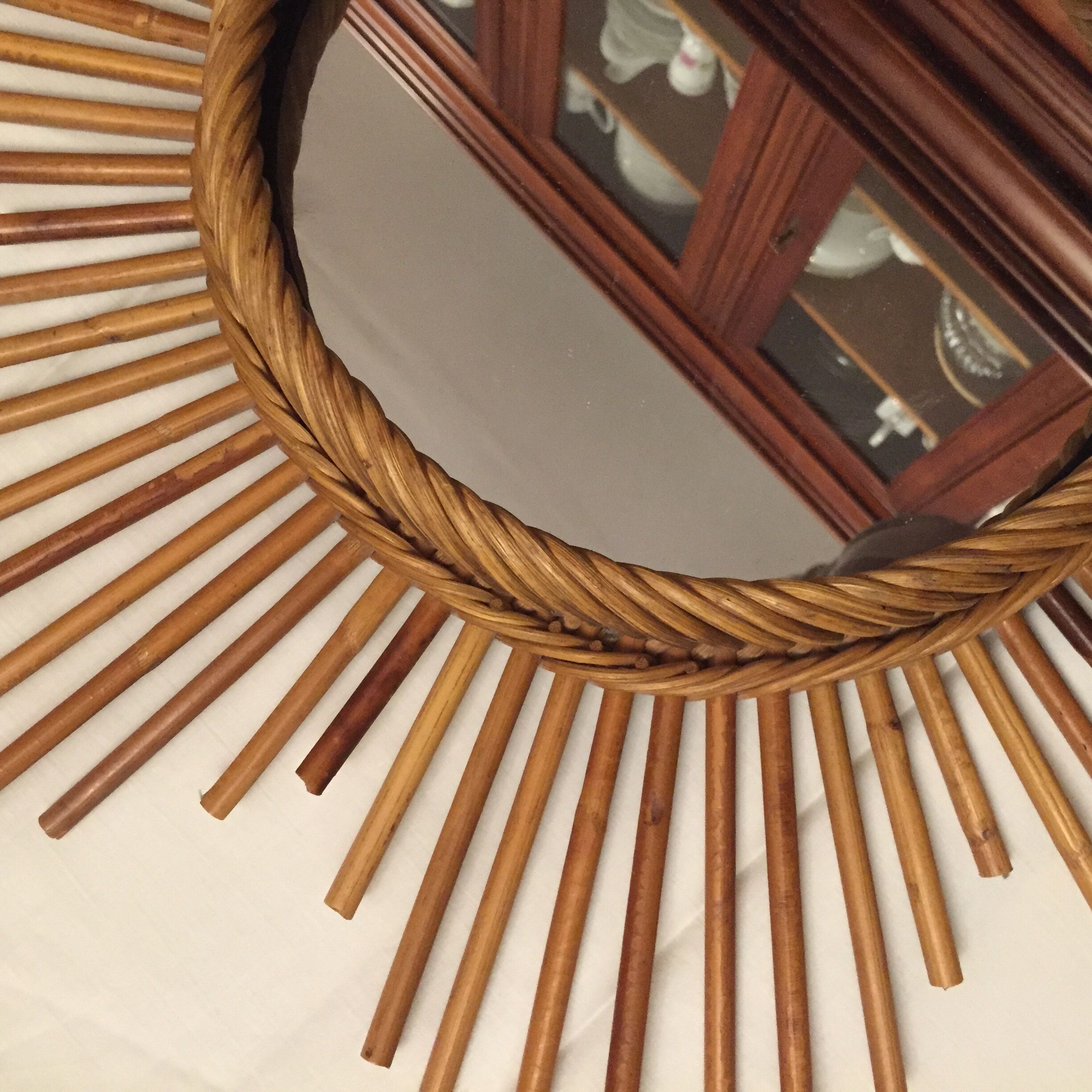 Sun diameter 64 cm rattan mirror