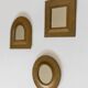 Lot vintage de 3 miroirs en laiton des années 1960, formes mixtes, décoration murale, style mid-century