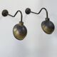 Pair of XL patinated brass wall lights, France, 1970.