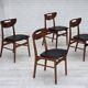 1960s, Danish design, set of 4 reupholstered dining chairs.