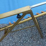 Set of 3 vintage lafuma sun loungers canvas and tubes + table