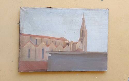 Oil painting on canvas Florence view of Santa Maria Novella early 1900