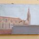 Oil painting on canvas Florence view of Santa Maria Novella early 1900