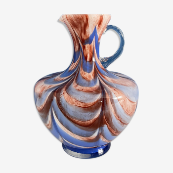 Florence opaline pitcher vase in marble blue color