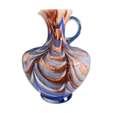 Opaline Florence pitcher vase in marble blue color