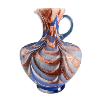 Florence opaline pitcher vase in marble blue color