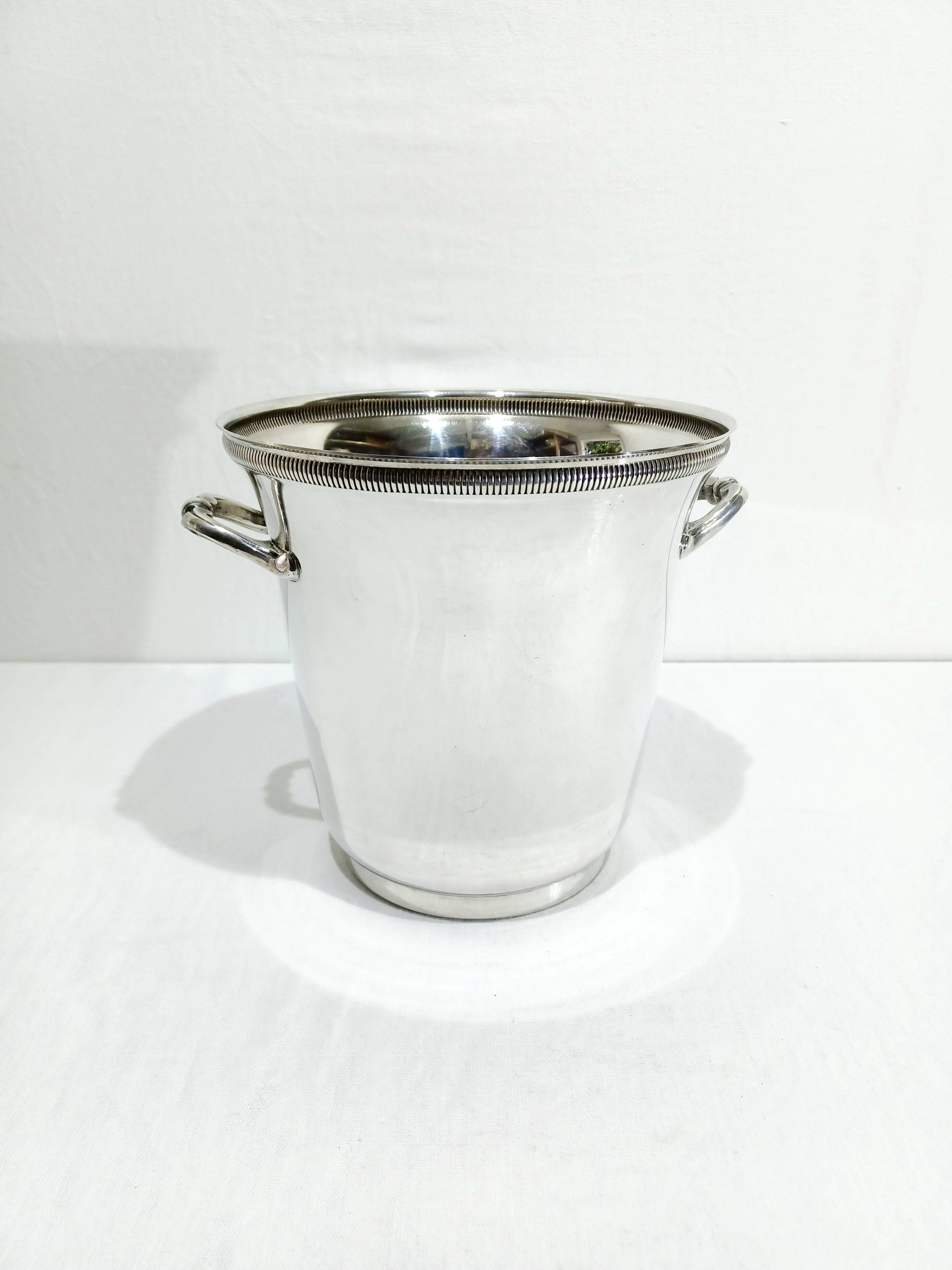 Silver-plated champagne bucket with fluting