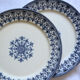 Set of 6 flat plates iron earth Badonviller model Oriental blue old earthenware