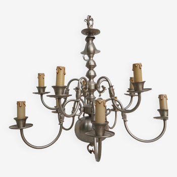 10 branch pewter chandelier