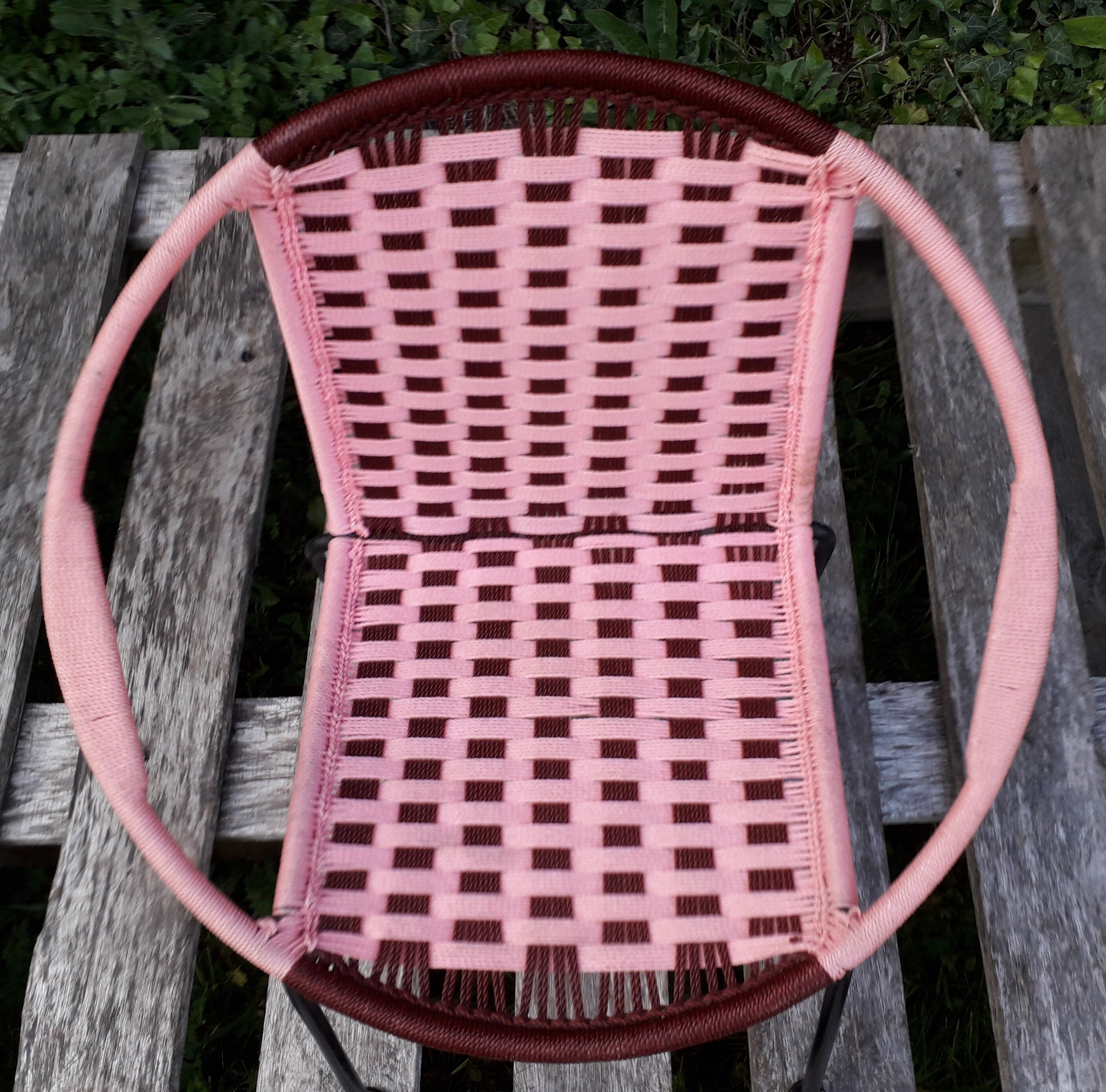 Pink nylon rope child's basket armchair
