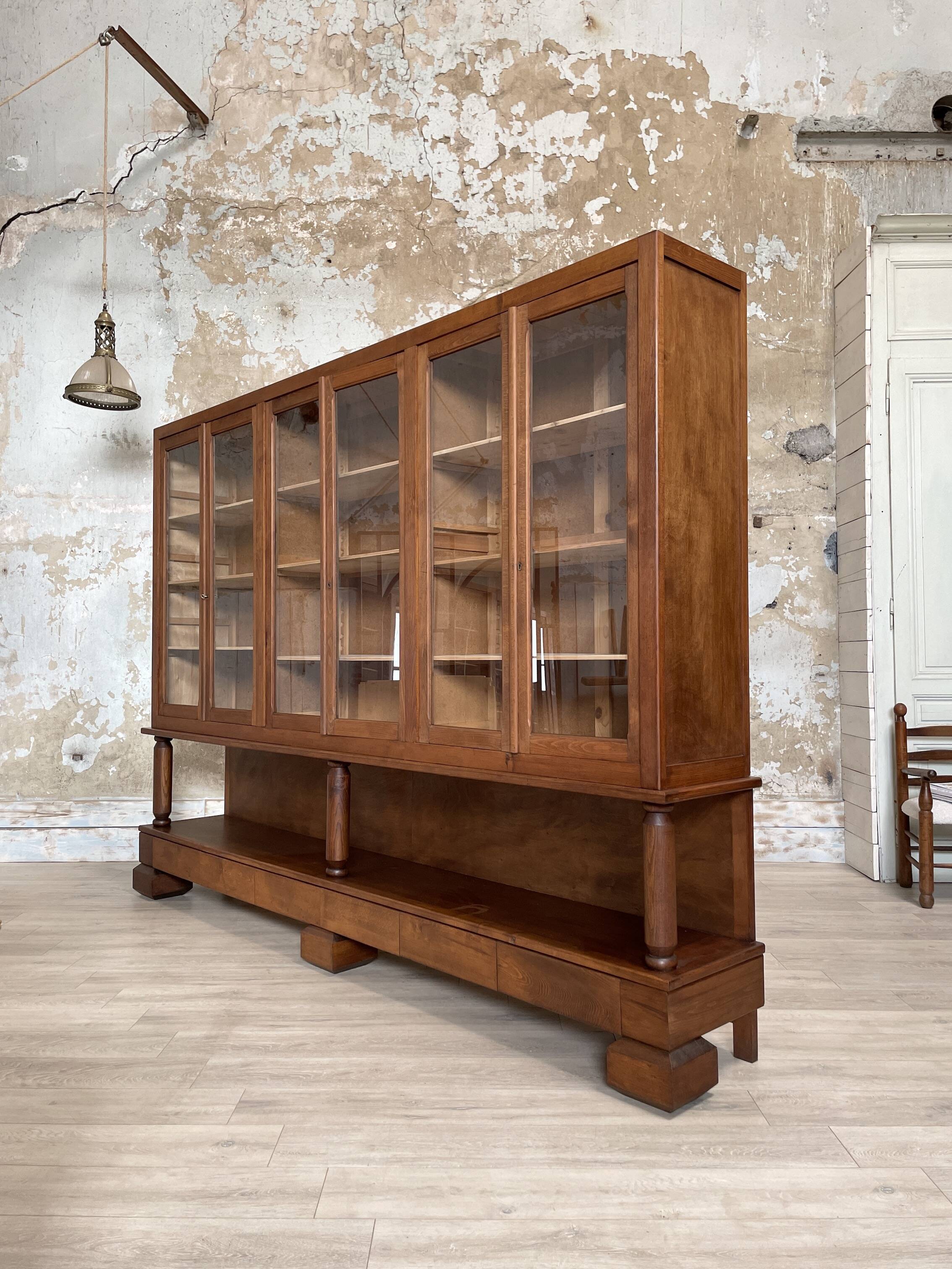 Solid wood display cabinet.