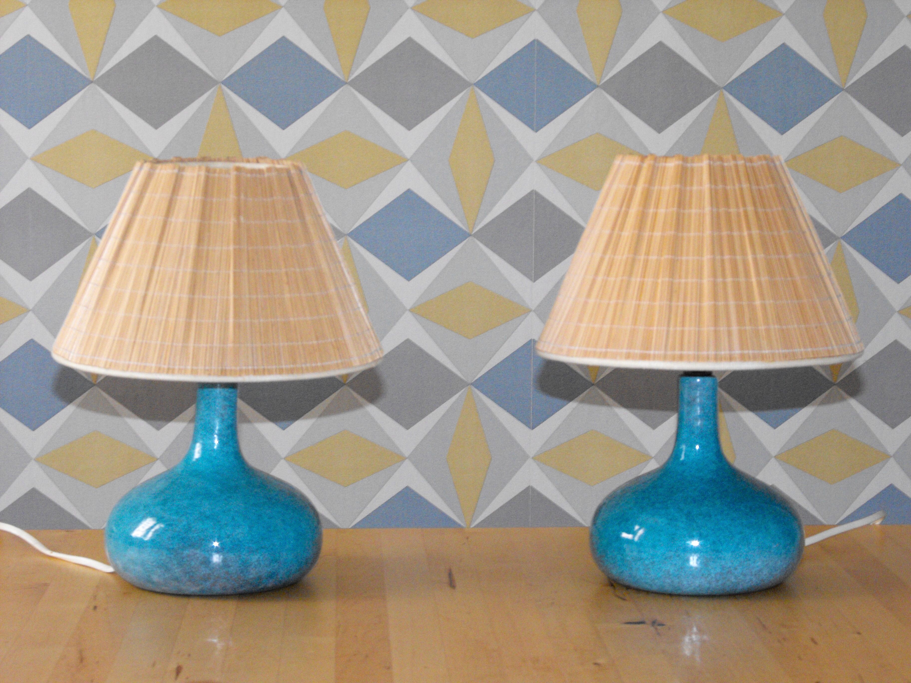 Pair of Ceramic Bedside Lamp 50s-60s .