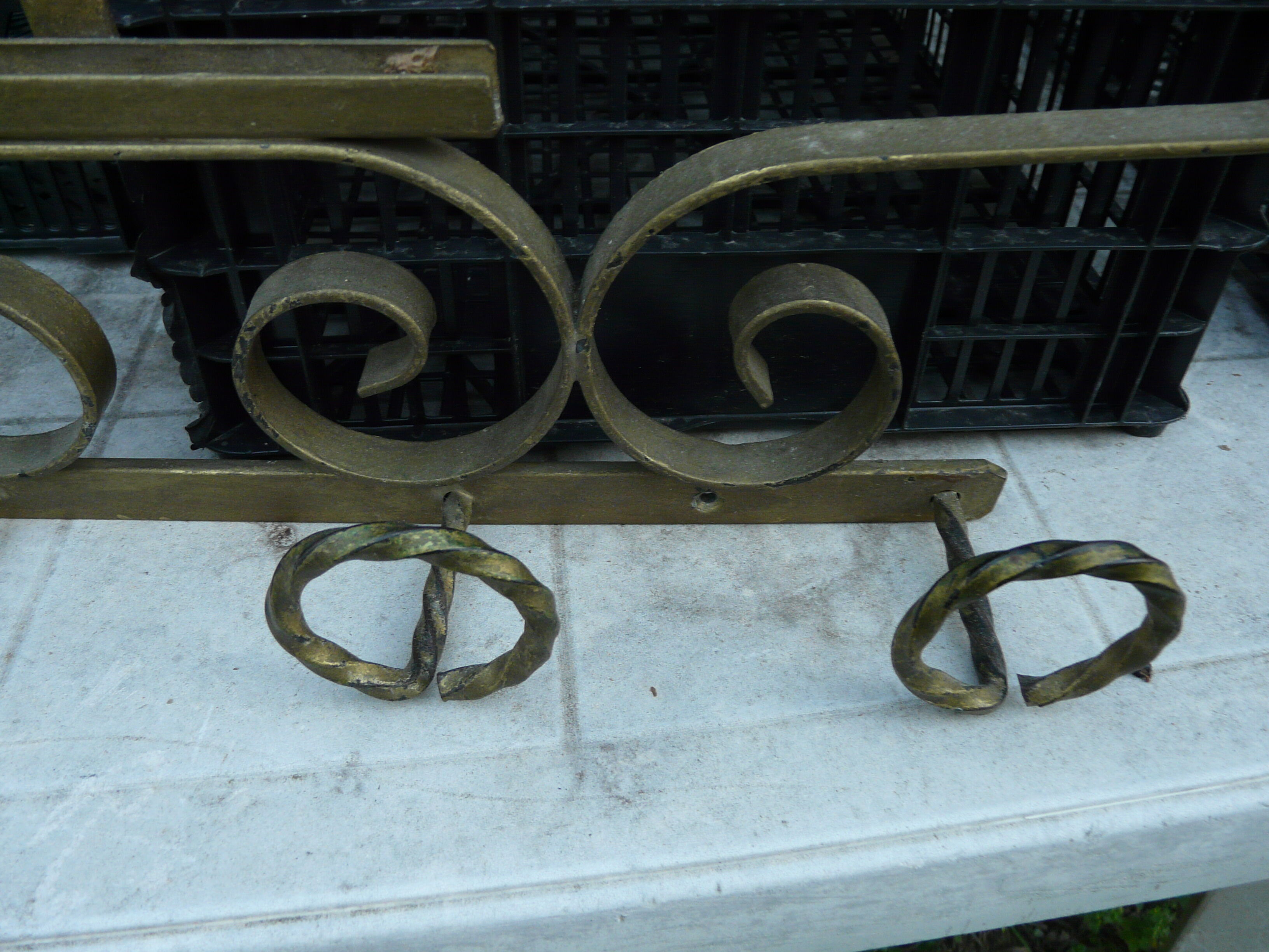 Wall mounted wrought iron coat rack from the 1970s