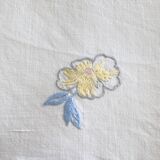 Large tablecloth and 12 embroidered napkins "pastel bouquets" - Cotton - 240x170 cm