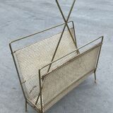 Vintage magazine rack 60s brass design