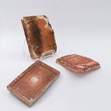 Set of 3 terracotta Books "Fond d'Atelier" N.Lebrun - Belgium 1980s