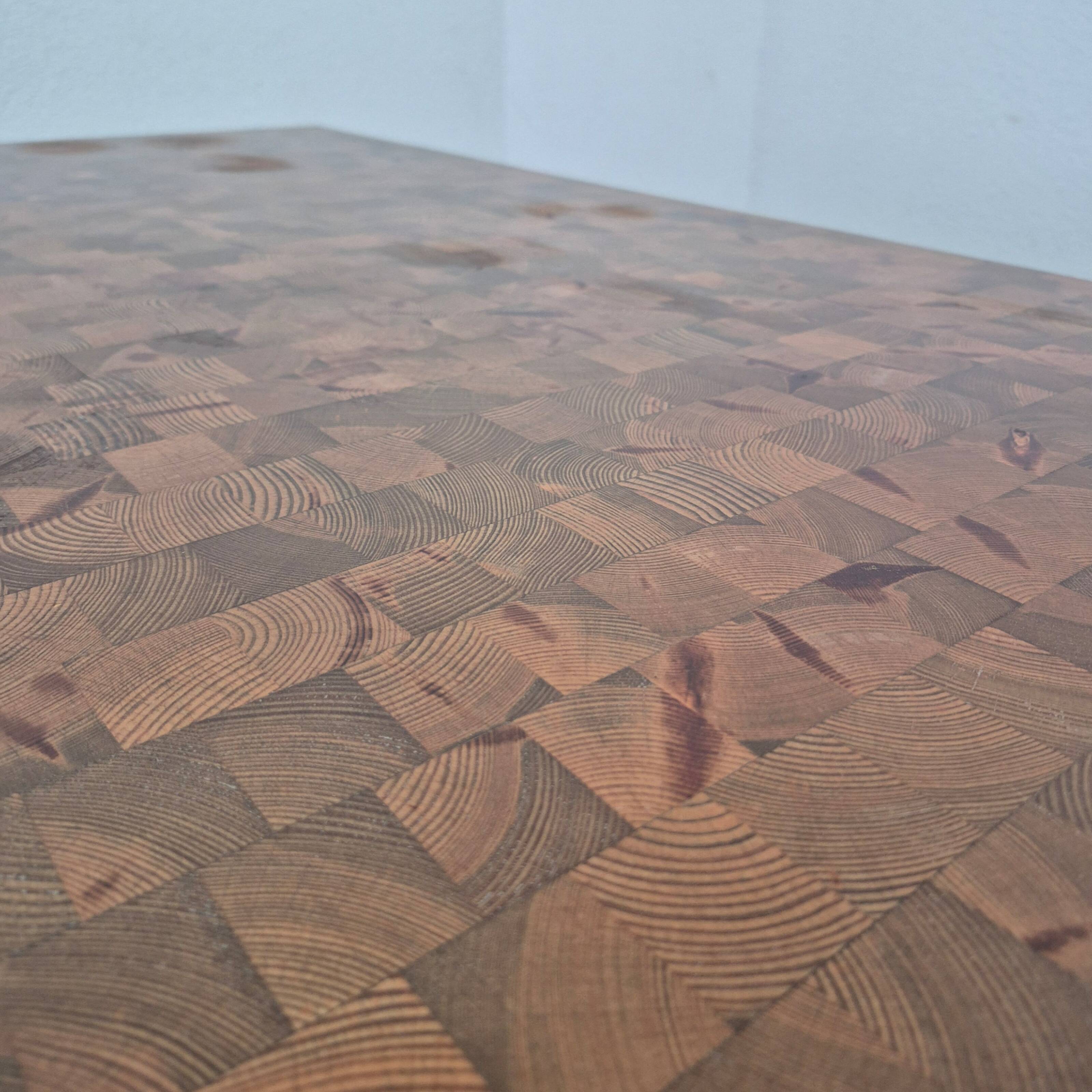 Large wood mosaic coffee table. Netherlands 1960s