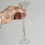 Two antique transparent blown glass soliflores.