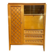 Armoire, secrétaire, commode en bois et rotin, années 1960