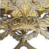 Large Square Louis XV Style Table in Carved Gilded Beech and Brown Marble