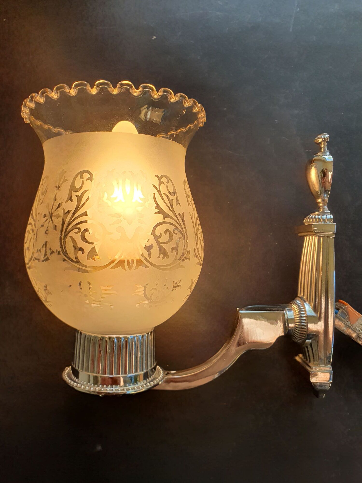 Pair of chrome wall sconces vintage bathroom
