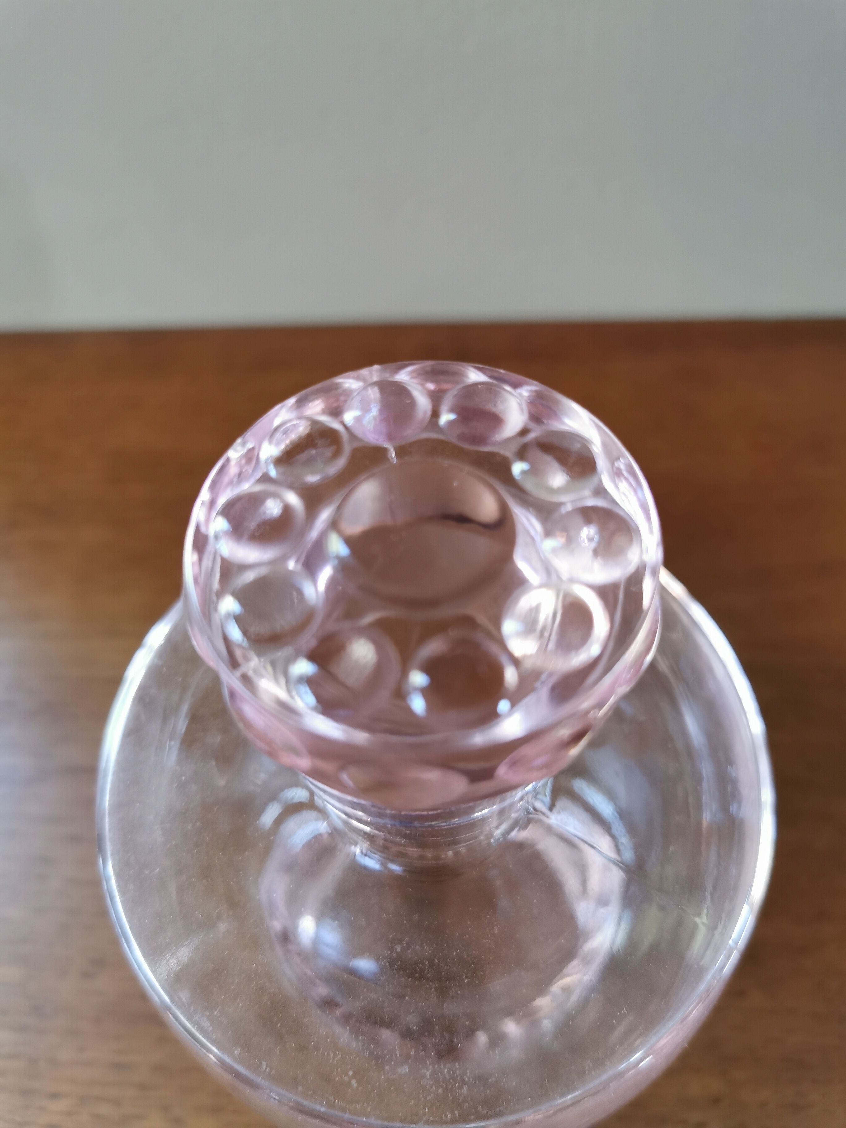 Art deco carafe in pink glass