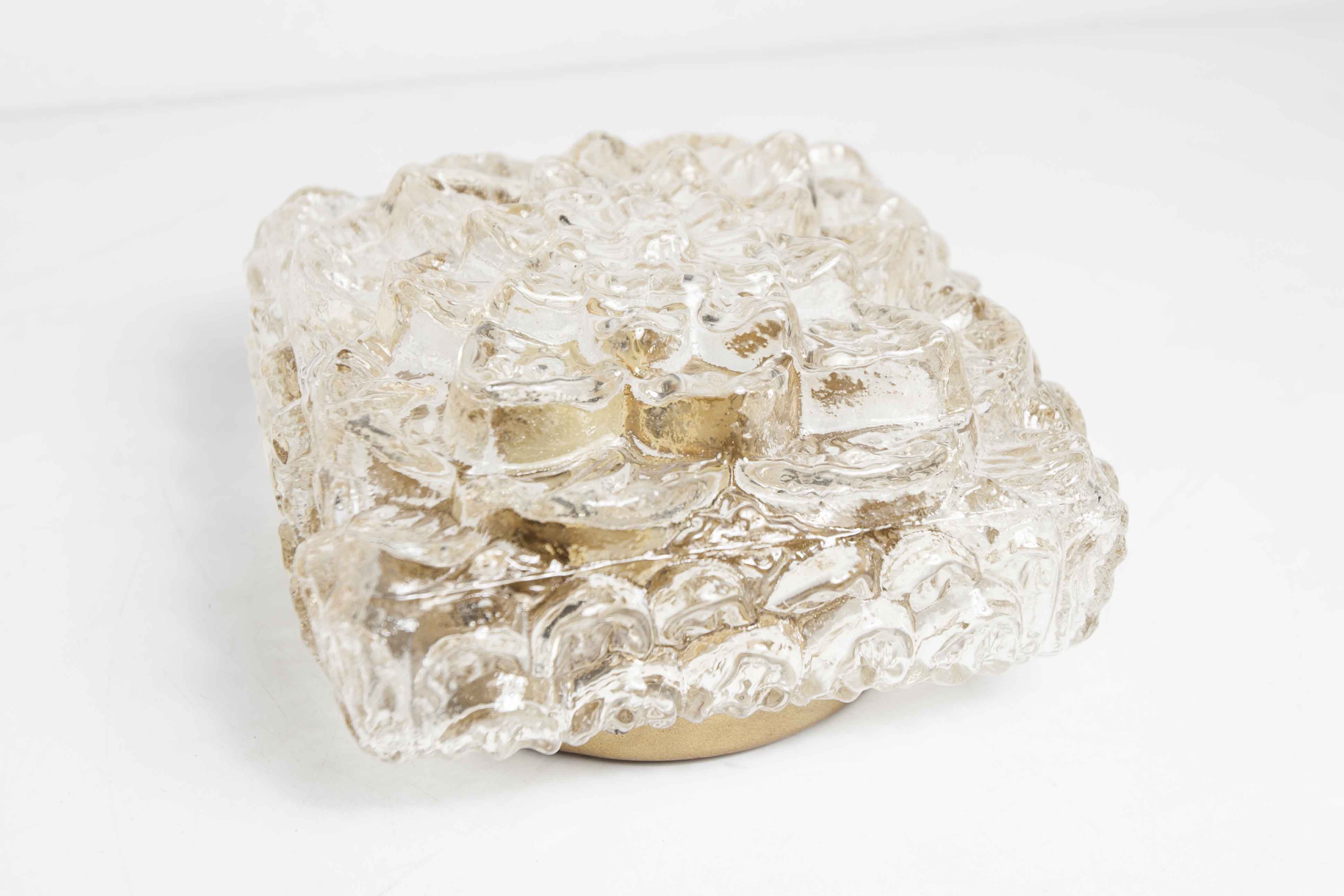 Gold floral glass ceiling light 1960