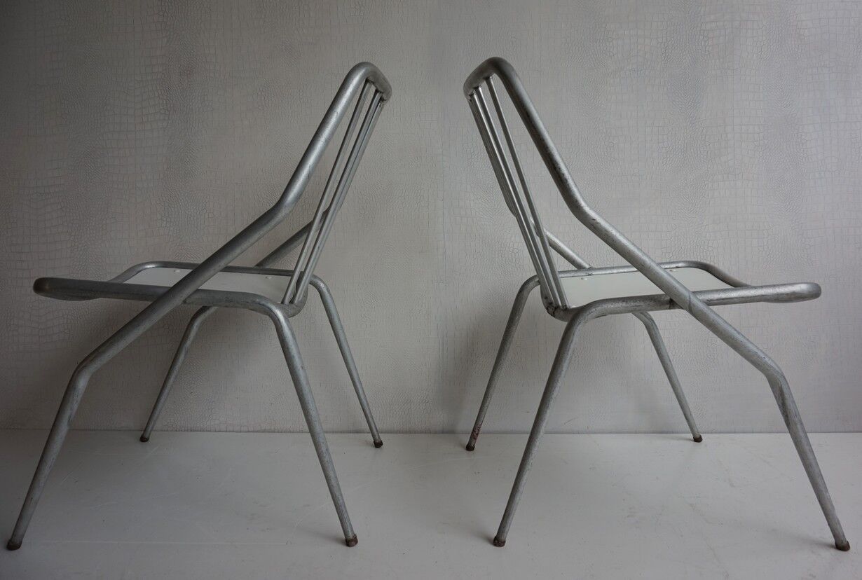 Italian Aluminum Garden Chairs from Industrie Conti Cornuda, 1940s, Set of 2