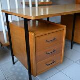 Modernist desk with two oak pedestals from the 60s