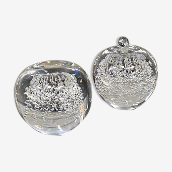 Pair of paperweights / apples by Royal Leerdam