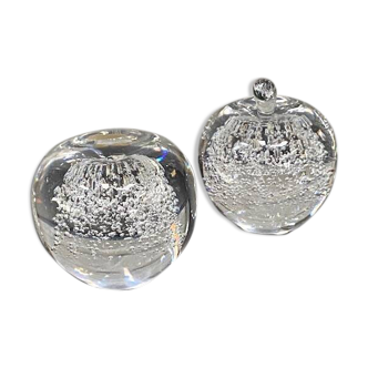 Pair of paperweights / apples by Royal Leerdam