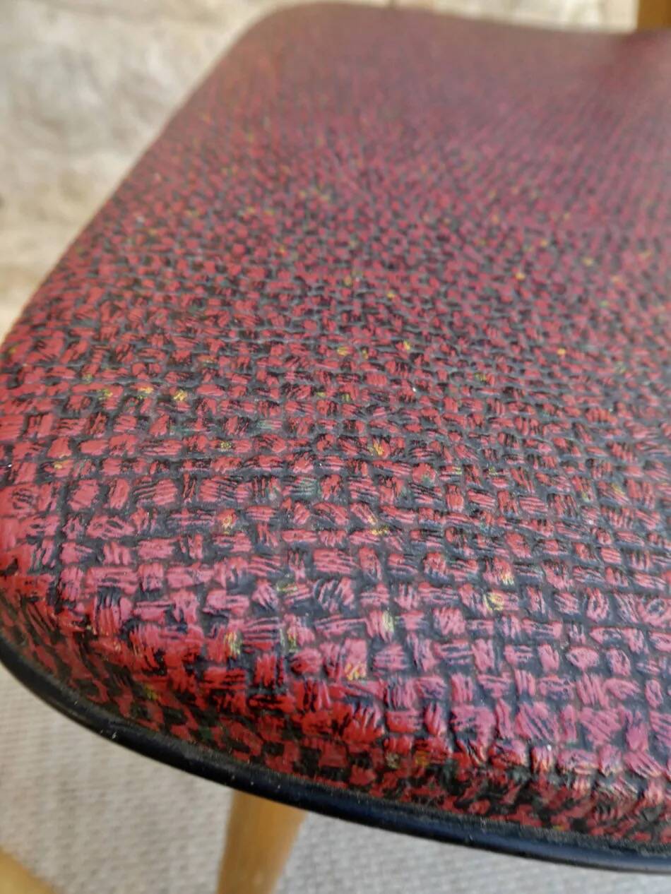 Pair of light wood chairs with Skai, around 1950.