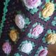 Set of 2 placemats in relief flowers crocheted vintage 70's hands