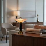 Art Deco bedside lamp with signed Muller glass.