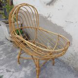 Vintage rattan cradle 1950
