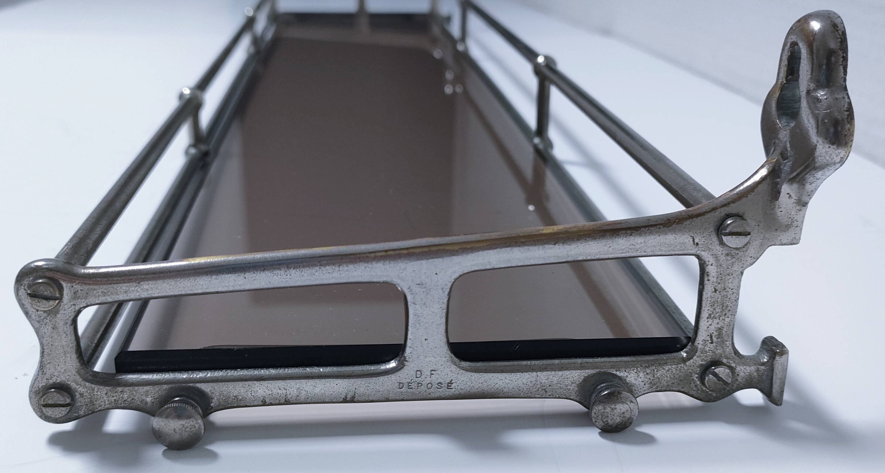 Wall shelf silver patina bronze glass early 20th century