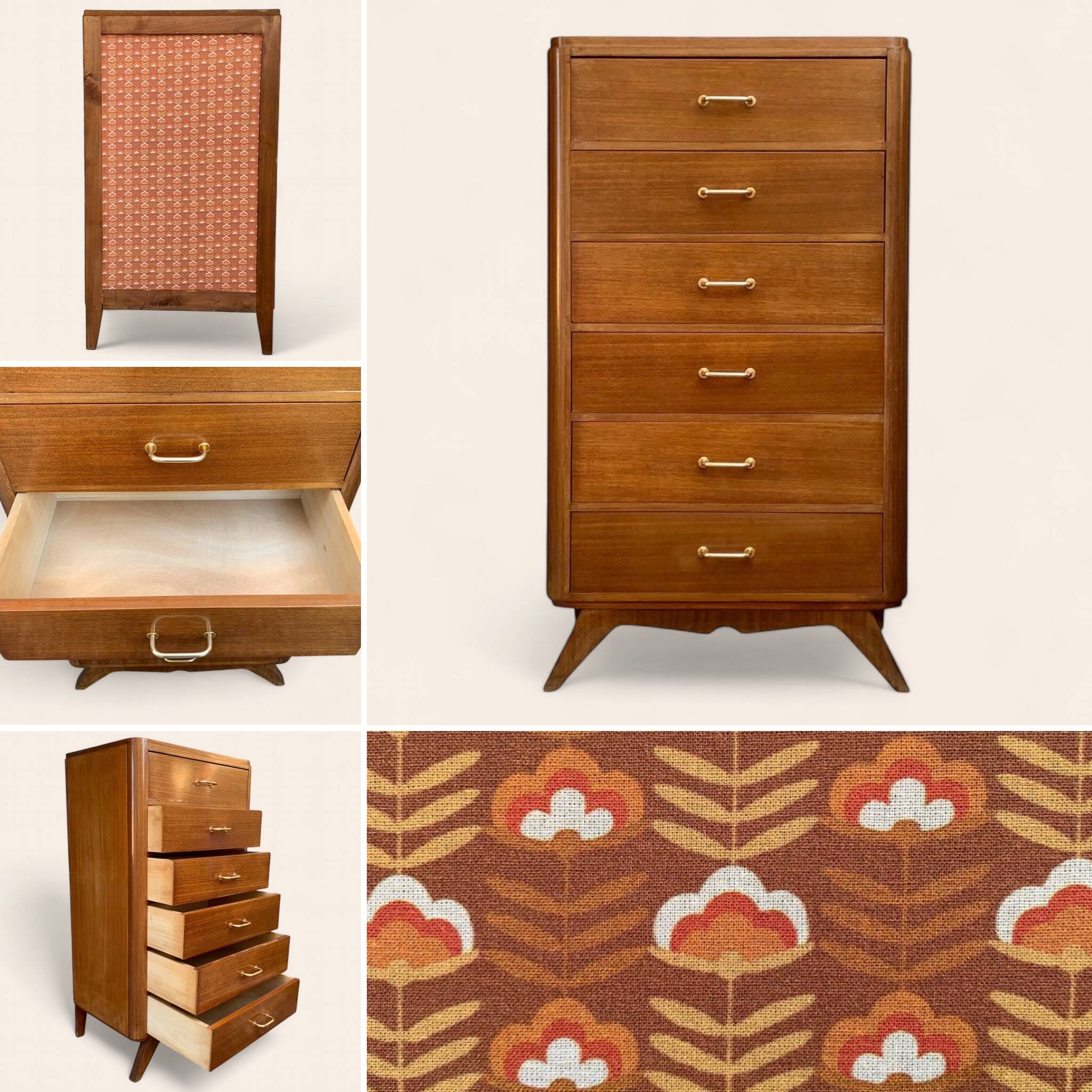 Vintage chest of drawers with compass feet 1960 H112