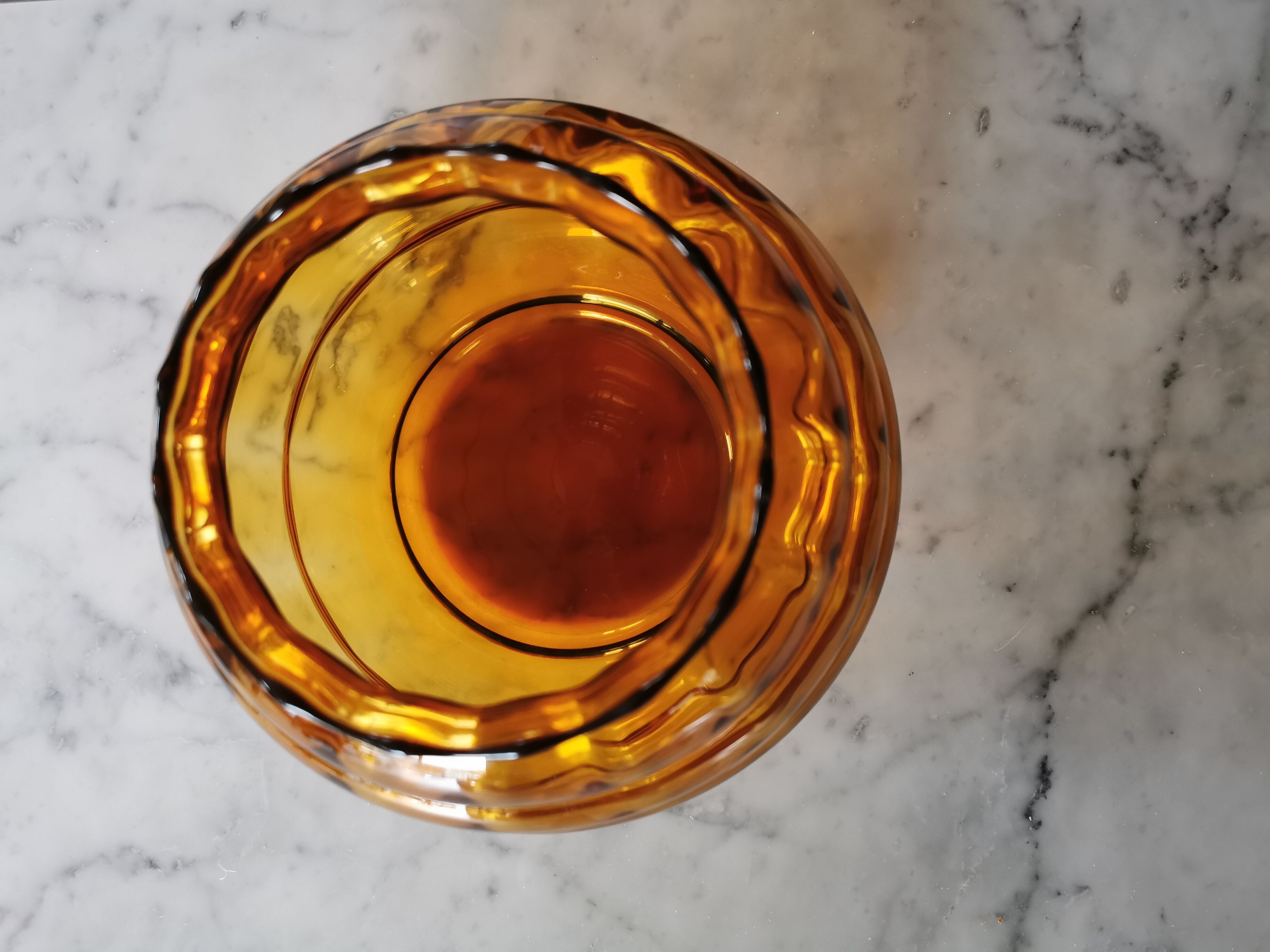 Vase ball vintage amber glass