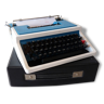 Machine à écrire Underwood 315 portative bleue avec son étui de transport / Typewriter blue / Années 70 , Made in Spain.