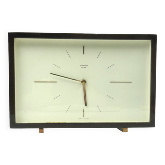 Belle horloge de bureau vintage en teck minimaliste du milieu du siècle par Junghans Ato Mat