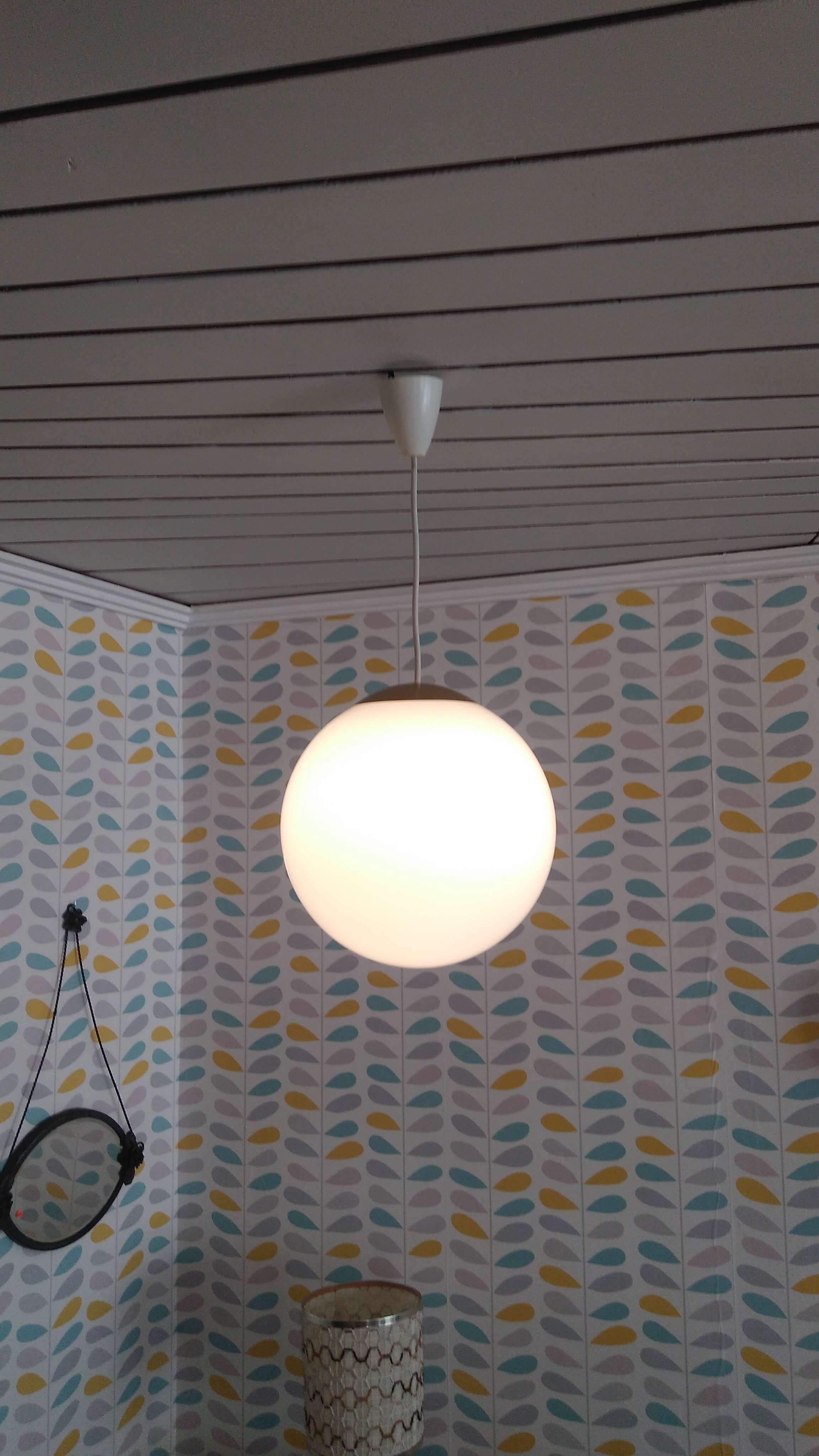 Hanging globe white glass