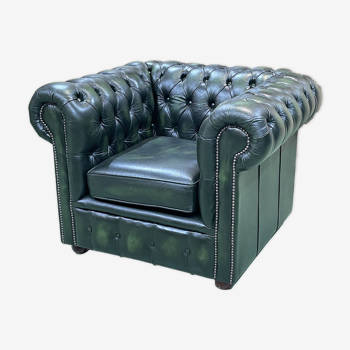 Fauteuil Chesterfield en cuir des années 70