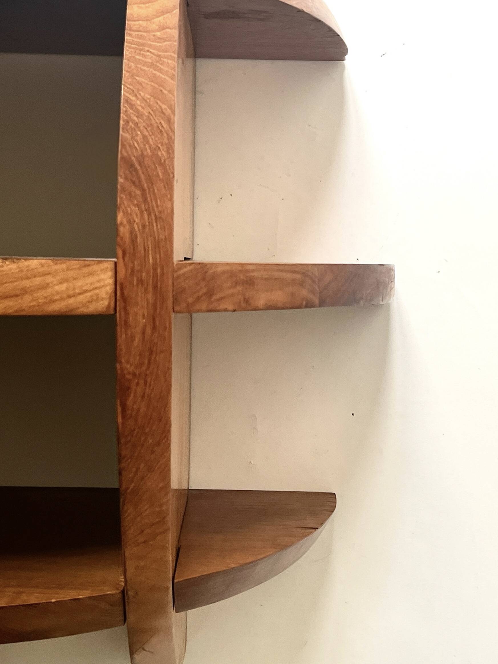 Library shelf half-sphere solid wood stained rosewood, 70s design