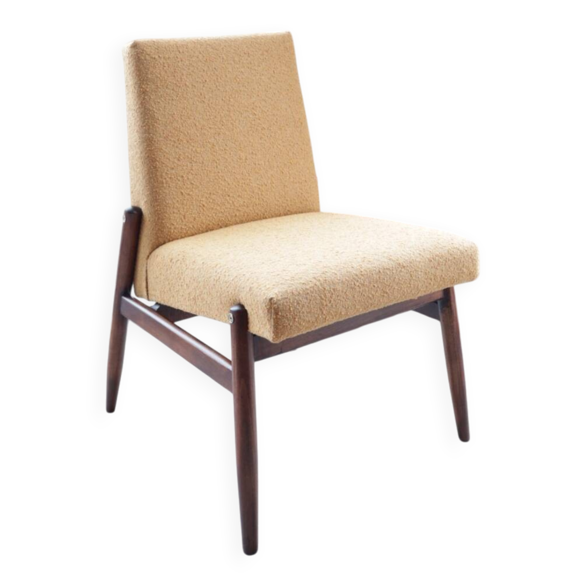 Vintage chair yellow mustard curly 1970