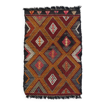 Vintage Turkish Mini Kilim 78x50 cm Wool Small Kelim Runner, shabby Chic