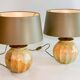 Paire de lampes de table en verre laqué faites à la main en France, années 1970