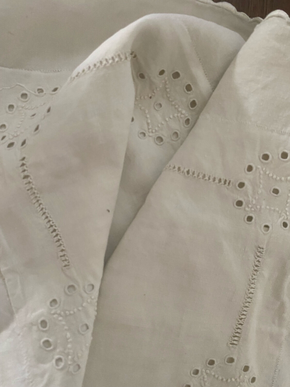 Embroidered openwork pillowcase, early 20th century.