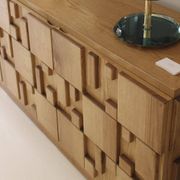 Brutalist Style Oak Handcarved Italian Large Sideboard