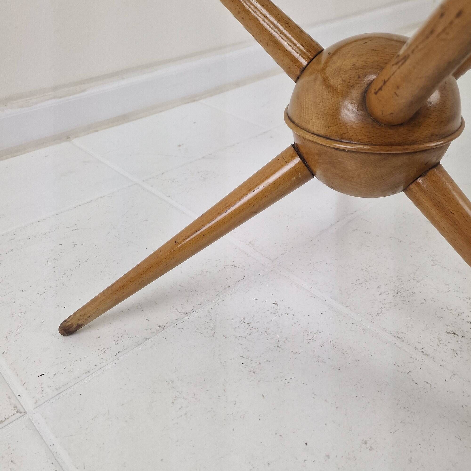 Tripod Table in Wood and Glass Attributed to Cesare Lacca, Italy, 1950s